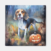 Halloween-Beagle mit Pumpkins Beängstigend Magnet (Vorne)