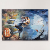 Halloween-Beagle mit Pumpkins Beängstigend Puzzle (Horizontal)
