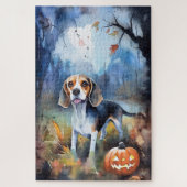 Halloween-Beagle mit Pumpkins Beängstigend Puzzle (Vertikal)