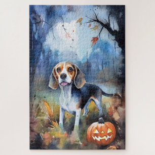 Halloween-Beagle mit Pumpkins Beängstigend Puzzle