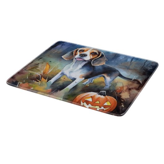Halloween-Beagle mit Pumpkins Beängstigend Schneidebrett (Ecke)