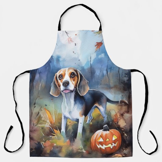 Halloween-Beagle mit Pumpkins Beängstigend Schürze (Vorderseite)