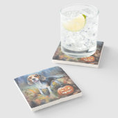 Halloween-Beagle mit Pumpkins Beängstigend Steinuntersetzer (Seitenansicht)