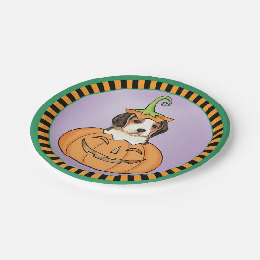 Halloween-Beagle Pappteller (Schrägansicht)