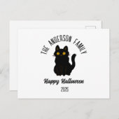 Halloween Beängstigend Black Cat Personalisierter Feiertagspostkarte (Vorne/Hinten)