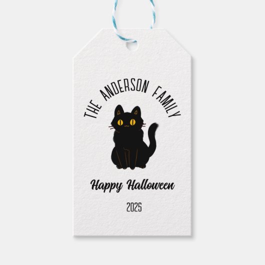 Halloween Beängstigend Black Cat Personalisierter Geschenkanhänger (Vorderseite)