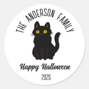Halloween Beängstigend Black Cat Personalisierter  Runder Aufkleber