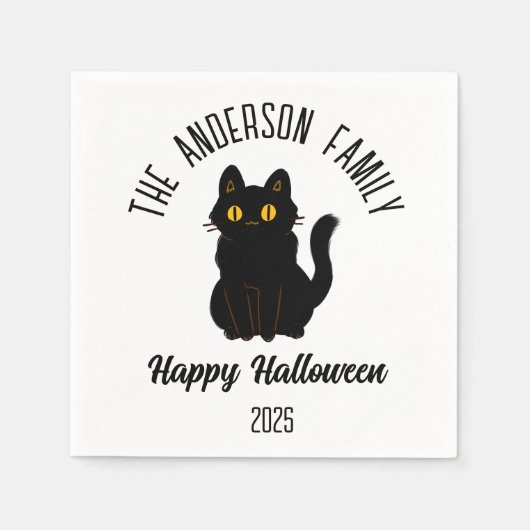Halloween Beängstigend Black Cat Personalisierter  Serviette (Vorderseite)