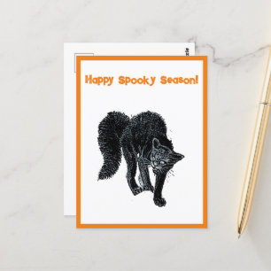 Halloween Beängstigend Black Cat Spooky Holiday Ca Postkarte