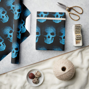 Halloween Beängstigend Blue Night Skull Wrapping P Geschenkpapier