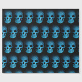 Halloween Beängstigend Blue Night Skull Wrapping P Geschenkpapier (Flach)