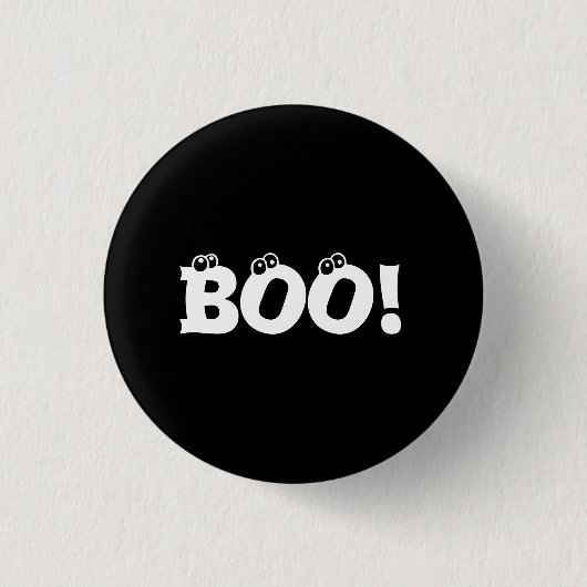 Halloween Beängstigend Boo! Augen Schwarz-weiß! Button (Vorderseite)