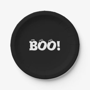 Halloween Beängstigend Boo! Augen Schwarz-weiß! Pappteller