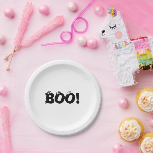 Halloween Beängstigend Boo! Augen Schwarz-weiß! Pappteller (Party)