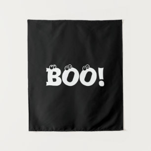 Halloween Beängstigend Boo! Augenbälle Schwarz-wei Wandteppich