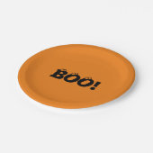Halloween Beängstigend Boo! Augenbrauen schwarz-or Pappteller (Schrägansicht)
