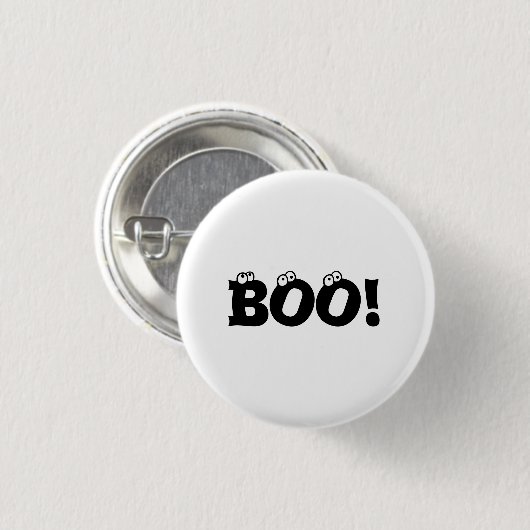 Halloween Beängstigend Boo! Augenbrauen Schwarz-we Button (Vorne & Hinten)