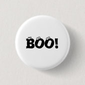 Halloween Beängstigend Boo! Augenbrauen Schwarz-we Button (Vorderseite)