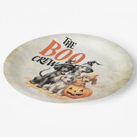 Halloween Beängstigend Boo Hogs Crew Orange Pumpki Pappteller (Schrägansicht)