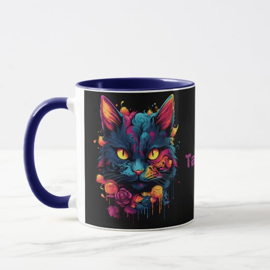 Halloween/Beängstigend Cat/Hexe personalisiert Tasse (Links)