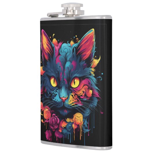 Halloween/Beängstigend Cat/Hexe/Zauberer Flachmann (Links)