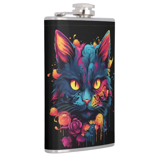 Halloween/Beängstigend Cat/Hexe/Zauberer Flachmann (Rechts)