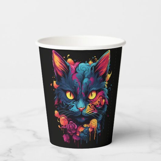 Halloween/Beängstigend Cat/Hexe/Zauberer Pappbecher (Rückseite)