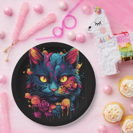 Halloween/Beängstigend Cat/Hexe/Zauberer Pappteller (Party)