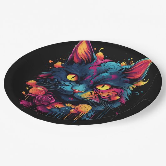 Halloween/Beängstigend Cat/Hexe/Zauberer Pappteller (Schrägansicht)