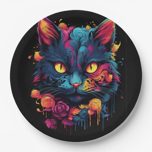 Halloween/Beängstigend Cat/Hexe/Zauberer Pappteller (Vorderseite)