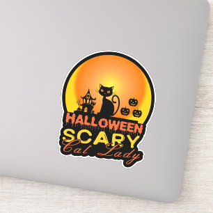 Halloween Beängstigend Cat Lady ID858 Aufkleber