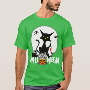 Halloween Beängstigend Cat Pumpkin Moon Night T-Shirt