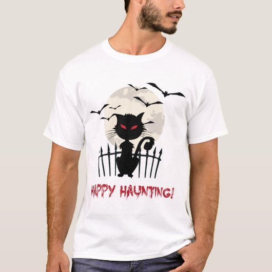 Halloween Beängstigend Cat T-Shirt (Vorderseite)