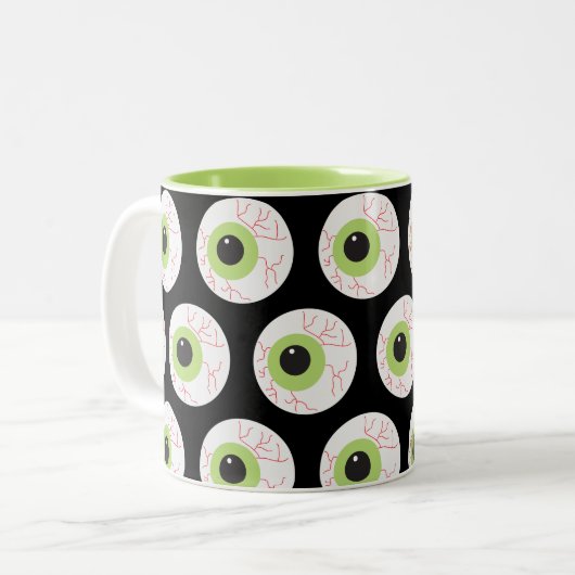 Halloween Beängstigend Eyeball Zweifarbige Tasse (Vorderseite Links)