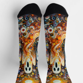 Halloween Beängstigend Ghost Orange Black Novelty Socken