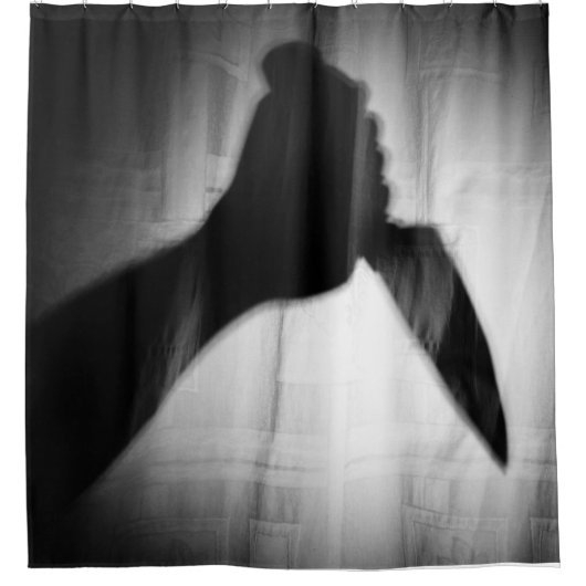 Halloween Beängstigend Knife Silhouette Duschvorha Duschvorhang (Vorderseite)