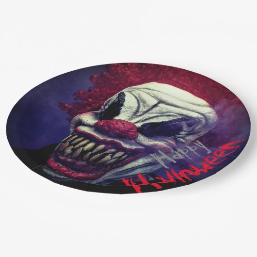Halloween Beängstigend Monster Clown Pappteller (Schrägansicht)