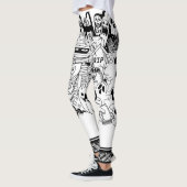 Halloween Beängstigend Monster Doodle Schwarz-weiß Leggings (Links)