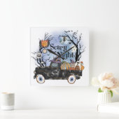 Halloween Beängstigend_Nacht Quadratische Wanduhr (Zuhause)