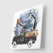 Halloween Beängstigend_Nacht Quadratische Wanduhr (Winkel)