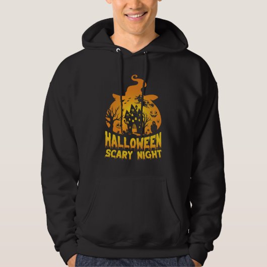 Halloween Beängstigend Night Spuk House Design Hoodie (Vorderseite)