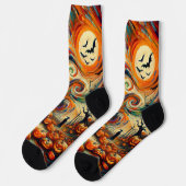 Halloween Beängstigend Orange Black Novelty Socken (Linkes Detail)