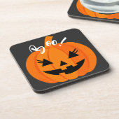 Halloween Beängstigend Orange Jack-O-Lantern Custo Getränkeuntersetzer (Linke Seite)