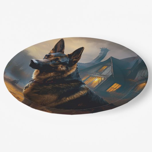 Halloween Beängstigend Pappteller (Schrägansicht)