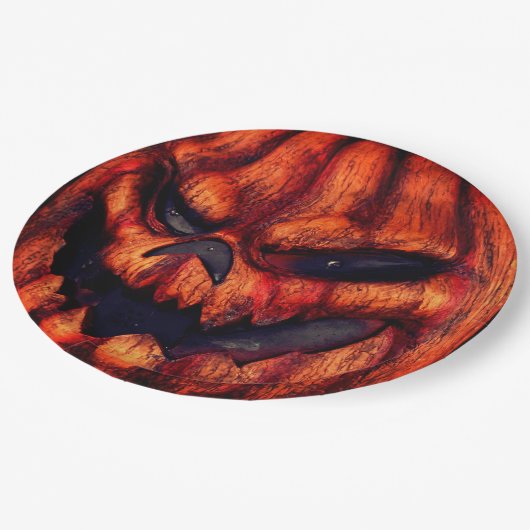 Halloween Beängstigend Pumpkin Face Pappteller (Schrägansicht)