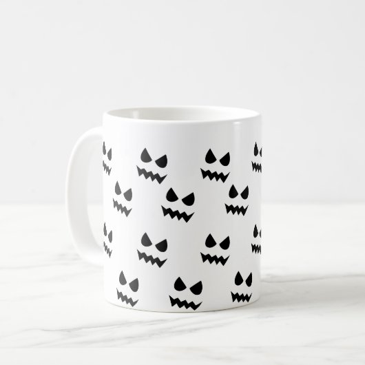 Halloween Beängstigend Pumpkin Ghost Face Kaffeetasse (Vorderseite Links)