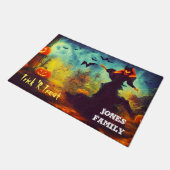 Halloween Beängstigend Pumpkin Monste und Fledermä Fußmatte (Schrägansicht)