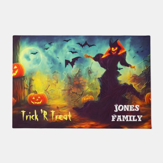 Halloween Beängstigend Pumpkin Monste und Fledermä Fußmatte (Vorderseite)