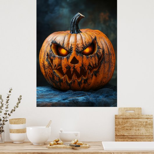 Halloween Beängstigend Pumpkin Poster (Küche)