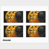 Halloween Beängstigend Scene 12 BLK Skull & Bats Rechteckiger Aufkleber (Blatt)